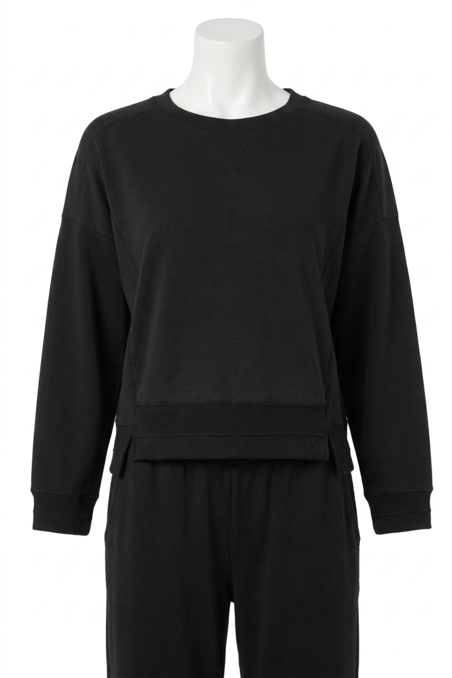 NEW TRIBAL combo crew neck top with hidden pockets in black